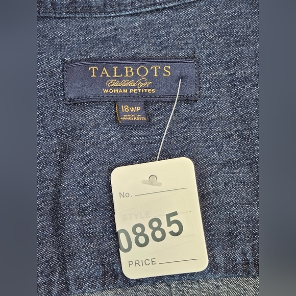 Talbots Womens Denim Button Up Shirt Petite 18W Collared Long Sleeves - Picture 8 of 8